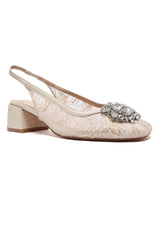 MAJESTIQUE EMBELLISHED SLINGBACKS-BEIGE
