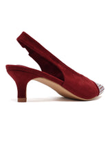 STUDDED SLINGBACK HEELS-RED