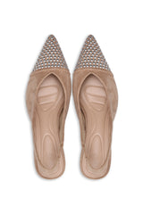 STUDDED SLINGBACK HEELS-BEIGE