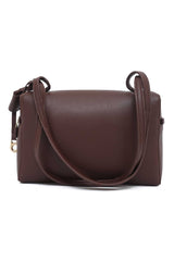 CURVED HANDLE HAND BAG-COFFEE