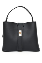 ELEGANZA GRACE AURORA LOCK HAND BAG-BLACK