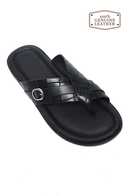 TEXTURED STRAP SLIDE-BLACK