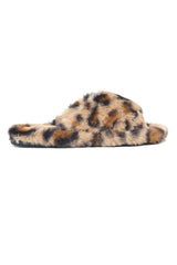 FLUFFY CROSS FUR SLIDE-LEOPARD