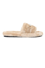 FURRY GEM SLIDE-KHAKI