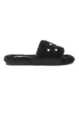JEWEL SHINE FUR SLIDE-BLACK
