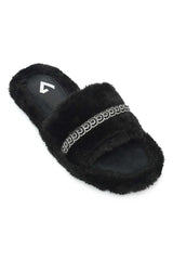 ELEGANT FURRY SLIDE-BLACK