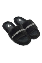 ELEGANT FURRY SLIDE-BLACK