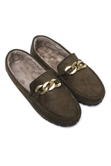 DECORATIVE CHAIN LOAFER-OLIVE