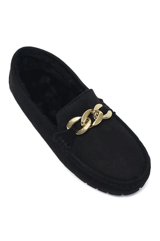 DECORATIVE CHAIN LOAFER-BLACK