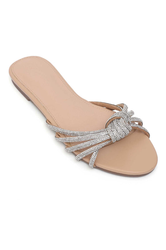 BLING KNOT SLIDES-BEIGE
