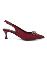 CRYSTAL BOW BLOOM SLINGBACK-MAROON
