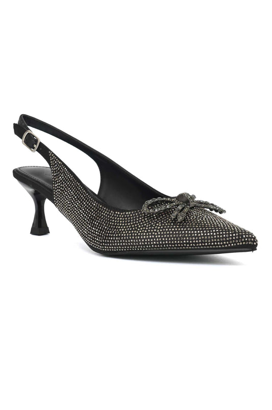 CRYSTAL BOW BLOOM SLINGBACK-PEWTER
