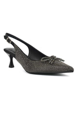 CRYSTAL BOW BLOOM SLINGBACK-PEWTER