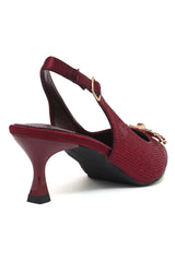 CRYSTAL BOW BLOOM SLINGBACK-MAROON