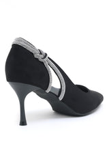 CRYSTAL CUT HEELS-BLACK