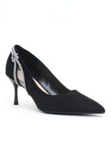 CRYSTAL CUT HEELS-BLACK