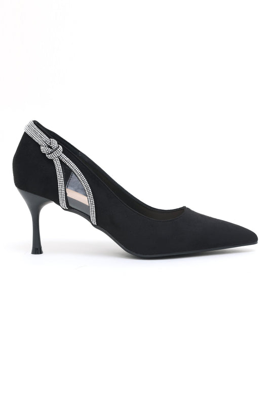 CRYSTAL CUT HEELS-BLACK