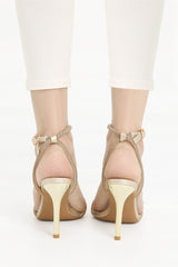 BLUSH BLOSSOM STILETTO SANDALS-GOLD