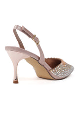 RHINESTONE EMBELLISHED HEELS-CHAMPAGNE