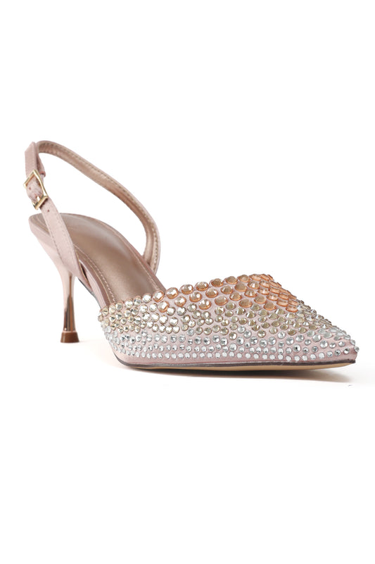 RHINESTONE EMBELLISHED HEELS-CHAMPAGNE