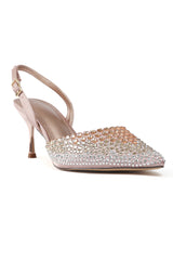 RHINESTONE EMBELLISHED HEELS-CHAMPAGNE