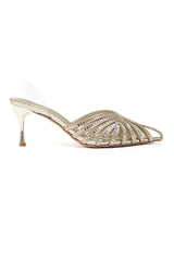 SHIMMER STRAPPY HEELS-GOLD