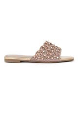 GOLDEN GLAM MIRROR-WORK SLIDE-CHAMPAGNE