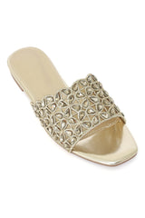 GOLDEN GLAM MIRROR-WORK SLIDE-GOLD