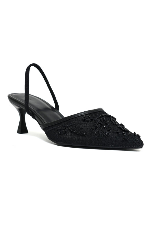 EMBROIDERED ELEGANCE SLINGBACK-BLACK
