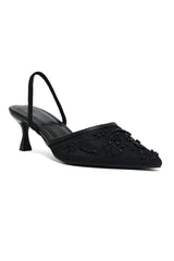 EMBROIDERED ELEGANCE SLINGBACK-BLACK