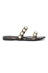 PEARL CHARM PYTHON SLIDE-COFFEE