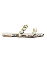 PEARL CHARM PYTHON SLIDE-BEIGE