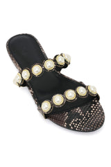 PEARL CHARM PYTHON SLIDE-COFFEE