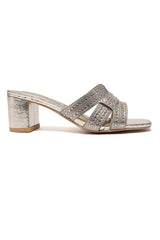 GLIMMER BLOCK HEEL-GOLD