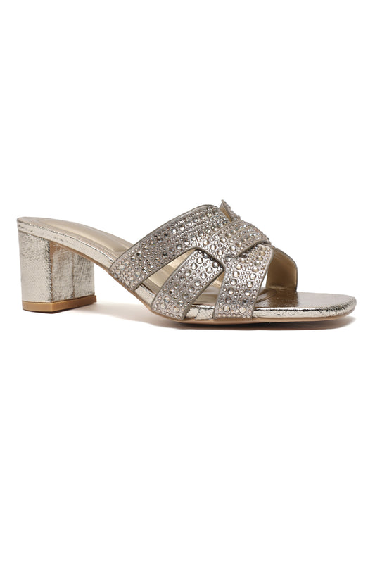 GLIMMER BLOCK HEEL-GOLD