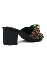 CRYSTAL EMBELLISHED BLOCK HEEL-MULTI
