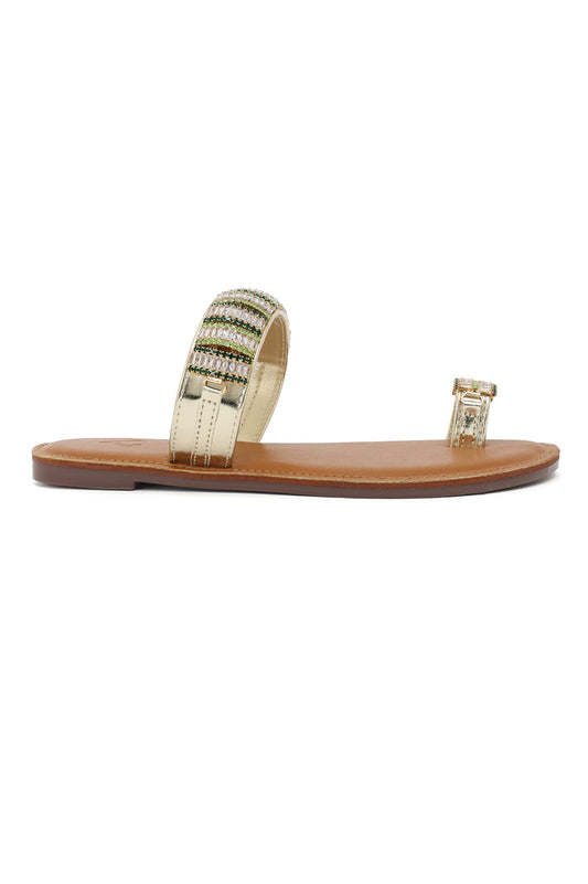 FESTIVE SHINY GEMSTRIDE SLIDE-GOLD
