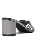 RADIANT RHINESTONE BLOCK HEEL-PEWTER