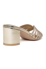 RADIANT RHINESTONE BLOCK HEEL-GOLD
