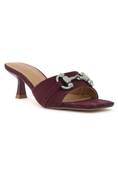 VELVET EMBRACE EMBELLISHED HEEL-MAROON