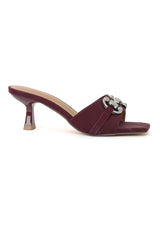 VELVET EMBRACE EMBELLISHED HEEL-MAROON