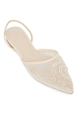 FLORAL MESH EMBELLISHED SLING-BEIGE