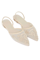 FLORAL MESH EMBELLISHED SLING-BEIGE