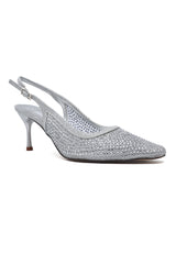 GLASSWEAVE POINT HEEL-SILVER