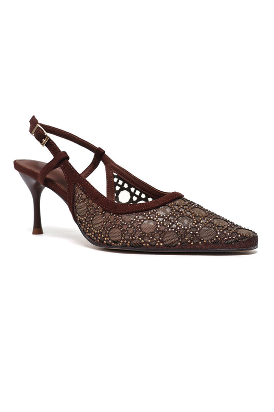 FILIGREE VEIL HEEL-BRONZE