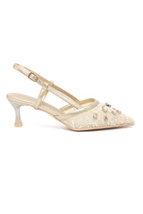 DIAMOND PETAL SLINGBACL-GOLD