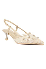 DIAMOND PETAL SLINGBACL-GOLD