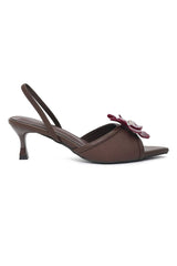 FLORA SILKEN SLINGBACK-COFFEE