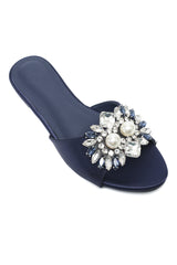 GEM CLUSTER ELEGANT SLIDE-NAVY