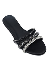 FOOT GLAMOR JEWEL SLIDE-BLACK